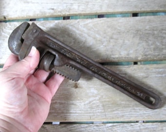 Vintage Ridgid #10 Pipe Wrench Patent 1727828 10" Pipe Wrench
