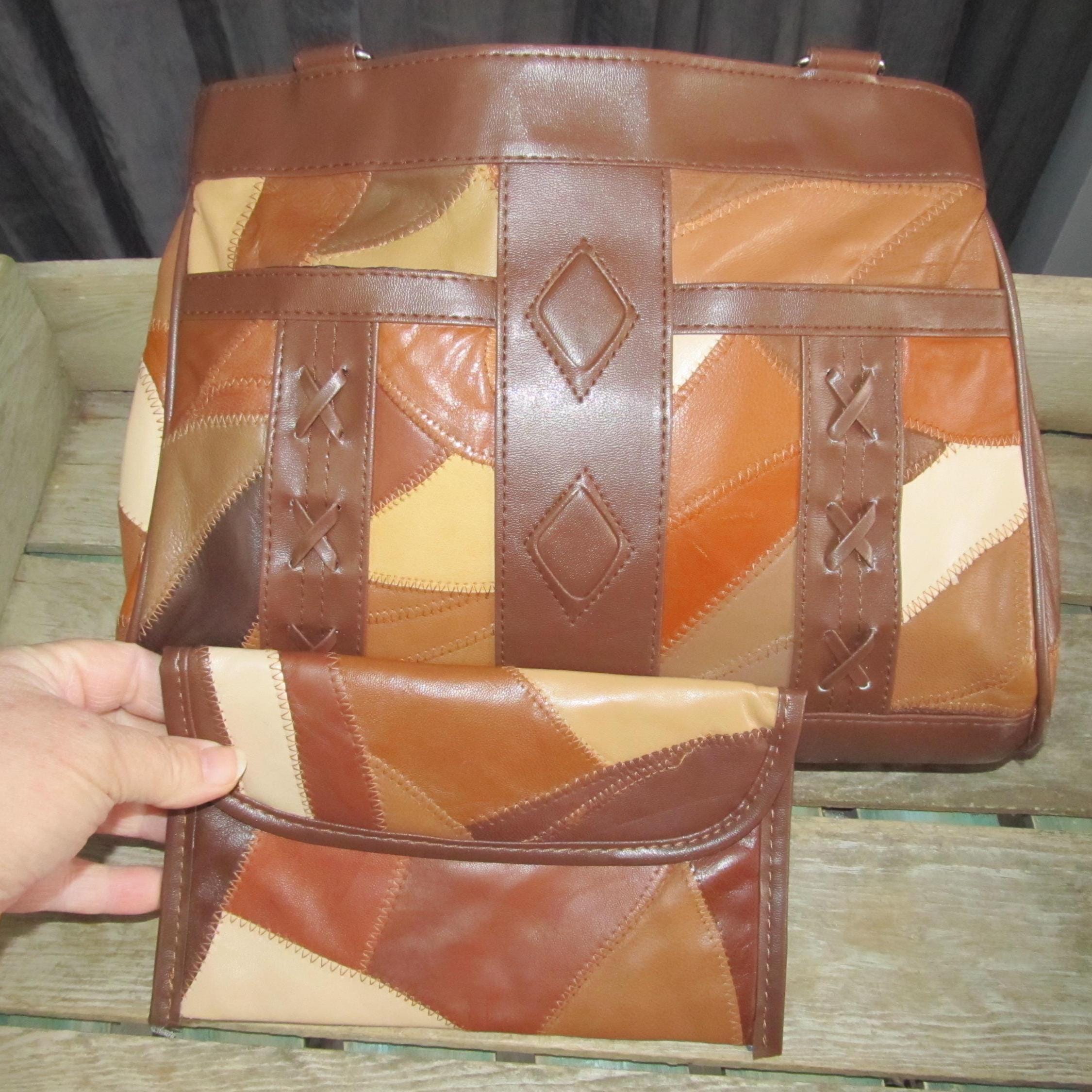 バッグ Japanese Label real leather patchwork Leather Patchwork Shoulder Bags - Etsy
