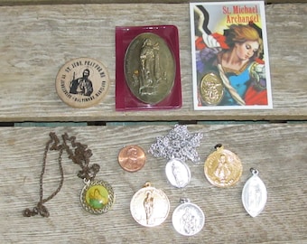 Vintage Catholic Saints Medals / Charms Collection ~ St Michael /St Jude/ St Ann /St Dymphna/ Fatima Prayer Medals /Christian Religious Gift