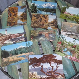 Vintage Original Mid Century Calendar Artwork Prints Lithographs Collection - Landscapes Farms Country Trees  - 7&quot; x 5&quot; Average Size