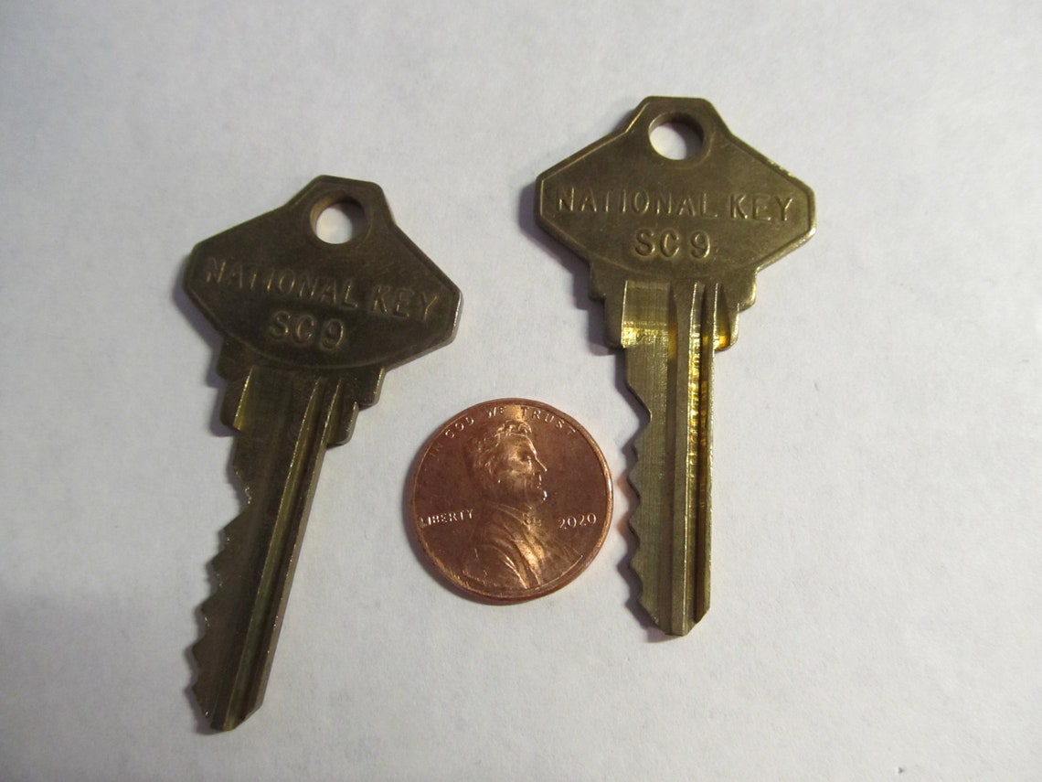 2 Vintage Cole National Key SC9 Brass Door Keys Cleveland Ohio / Made ...