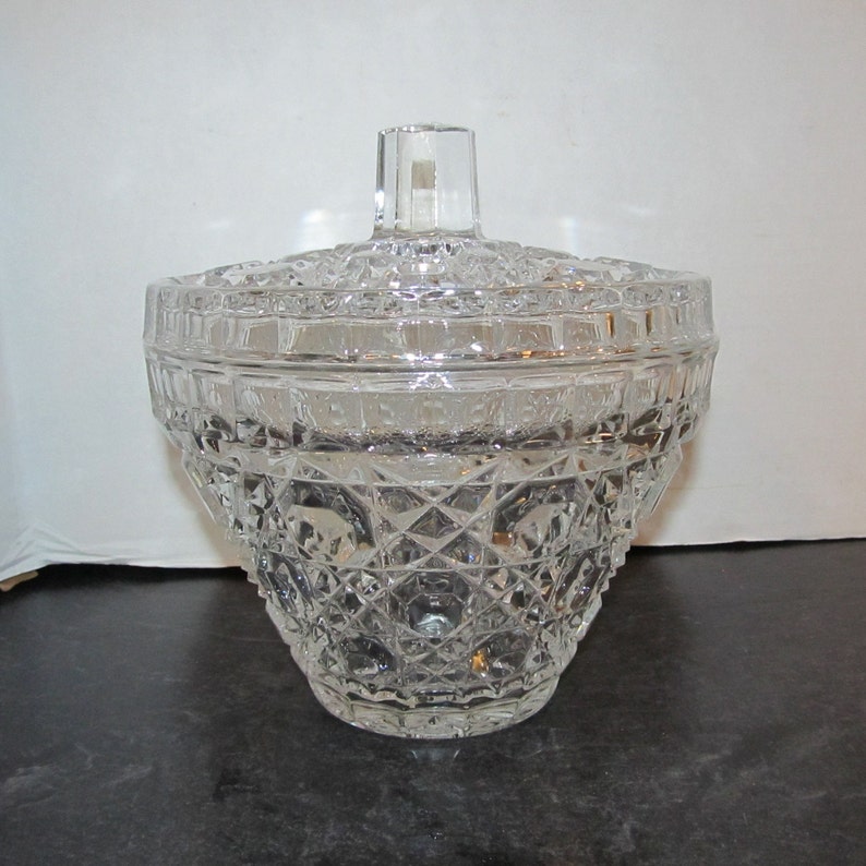 Vintage Lead Crystal Cut Glass Covered Bowl / Ice Bucket / Etsy
