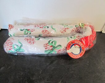 Vintage 1996 Loomco Christmas Candy Canes Fabric Door Draft Stop / New in Package / 35" Long / Fabric door stop