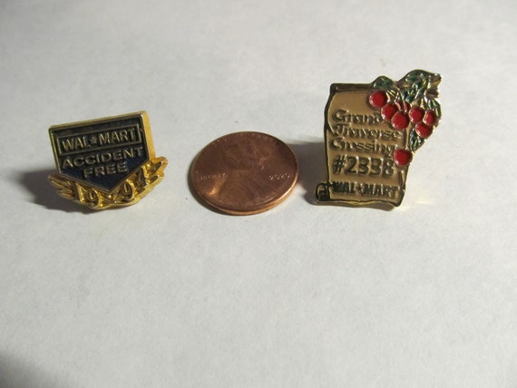 2 Vintage Walmart Employee Pins/ Pinbacks / Lapel… - image 1