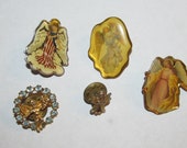 5 Vintage Guardian Angel Angel Lapel Hatpins - Patriotic Angel Guardian Angel Praying Angel Brooches Pins