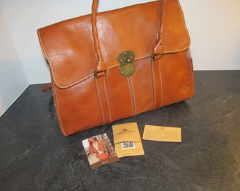 Patricia Nash Large Tan Leather Satchel Purse Bag / Heritage Collection Veg Tan Vienna Satch / New with Tags