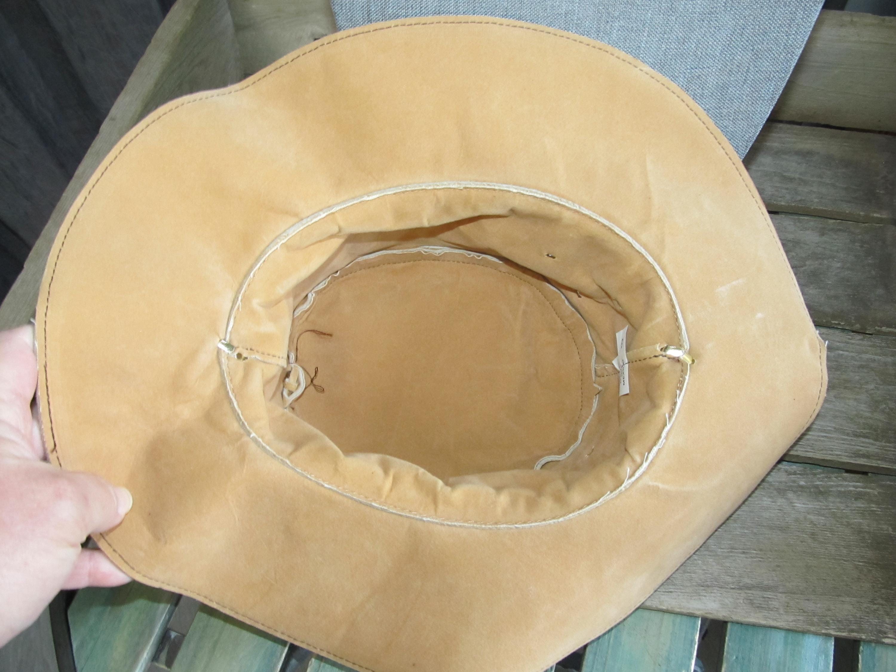 Vintage Tan Suede Wide Brim Bolero Hat Braided Leather Band Size 6 3/8 51cm Women main image 4