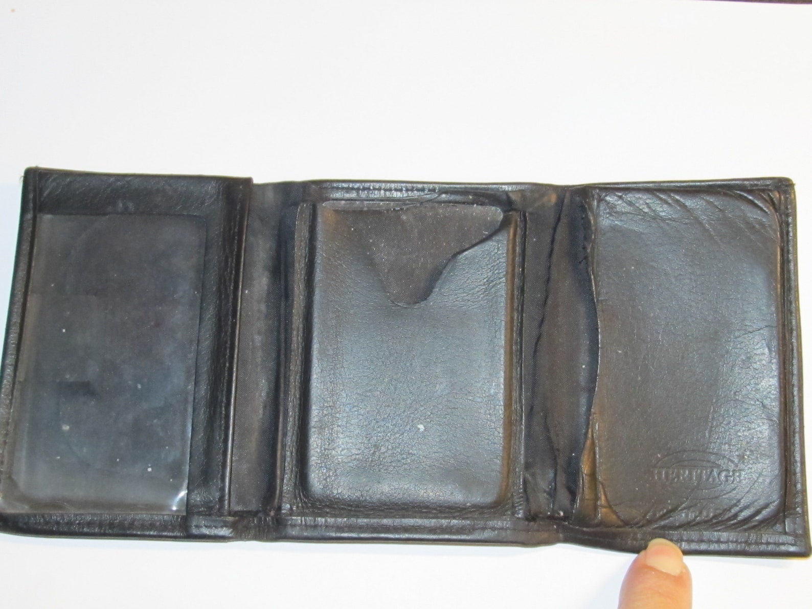 Vintage Worn Leather Wallet Heritage Trifold Black Leather Etsy