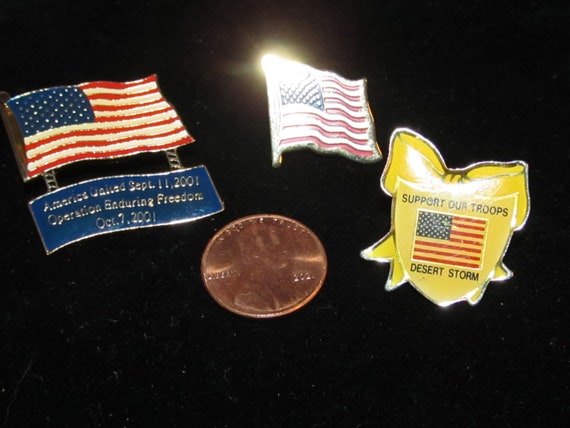 3 Vintage Patriotic American USA Hatpins - Suppor… - image 2