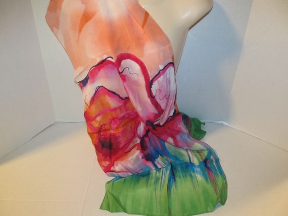 Vintage Cynthia Rowley Brilliant Watercolor Rose … - image 4