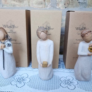 SET 3 Susan Lordi Willow Tree Figurines Friendship Spirit of Giving Sharing Gift Keepsake Keep Forever in Your Heart Girl Woman Hand Carved