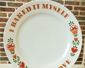 Vintage I Baked It Myself Avon Porcelain Dessert Plate Tulip & Apple Basket Design