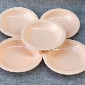 5 Vintage Texas Ware Peach Pink Melmac Melamine Hard Plastic Kitchen Serving Cereal Soup Salad Multi Purpose Bowls