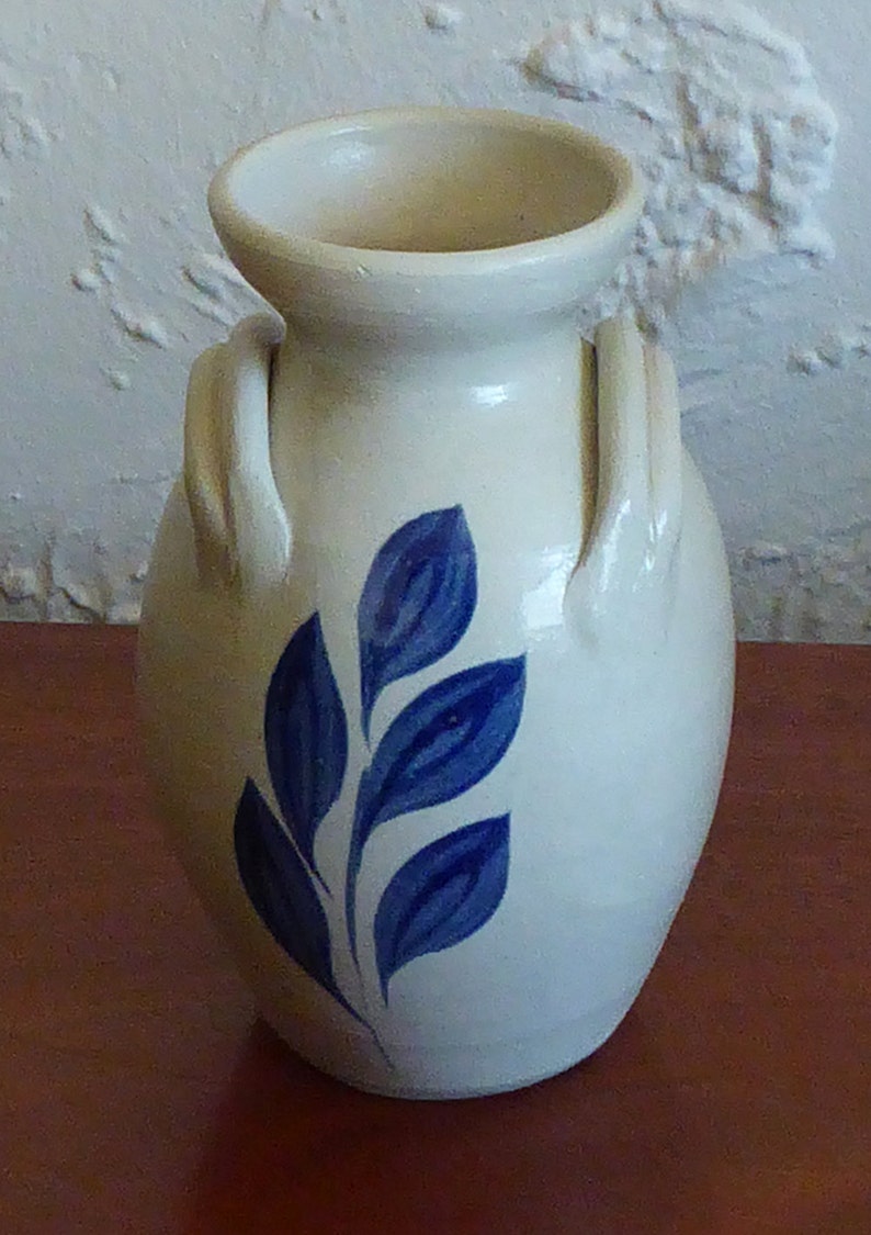Williamsburg Salt Glaze Pottery Cobalt Blue Floral Fern Frond Etsy