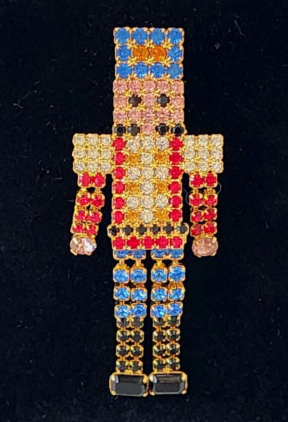 Vintage Rhinestone Christmas Brooch Set: Nutcrack… - image 3