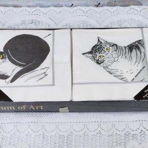Vintage Cat Paper Napkins: MMA Art, Chu Ling & Currier Prints