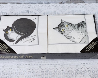 Vintage Cat Paper Napkins: MMA Art, Chu Ling & Currier Prints