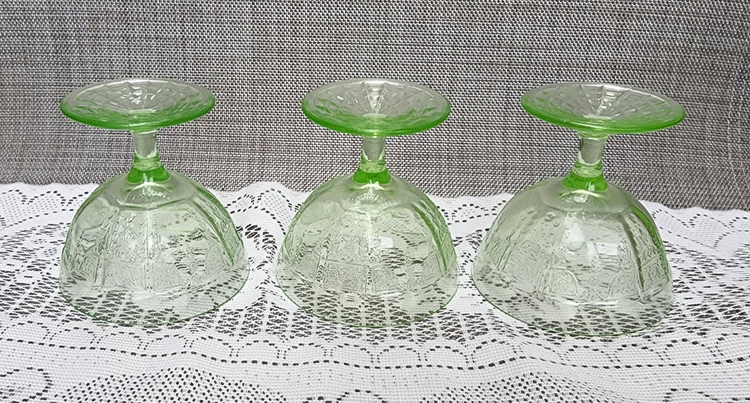 3 Vintage Anchor Hocking Princess Green Depression Vaseline Etsy