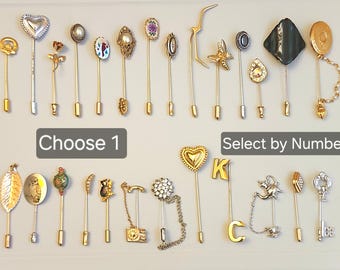 Vintage Gold & Silver Tone Stick Pin Lapel Brooch PICK ONE
