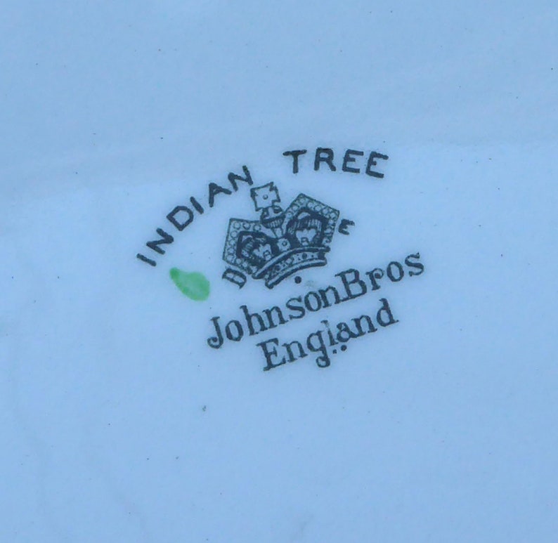Vintage Johnson Brothers Bros Indian Tree Green Key Scroll Etsy