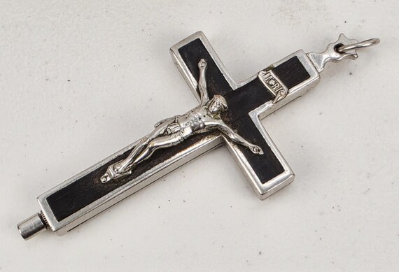 Antique French Reliquary Crucifix Multiple Saints Relics Virgin Mary Opening Cross Catholic Devotional Pendant View 3