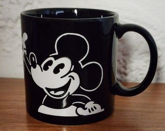 Vintage Mickey Mouse Ceramic Mug: Black and White Disneyana Souvenir