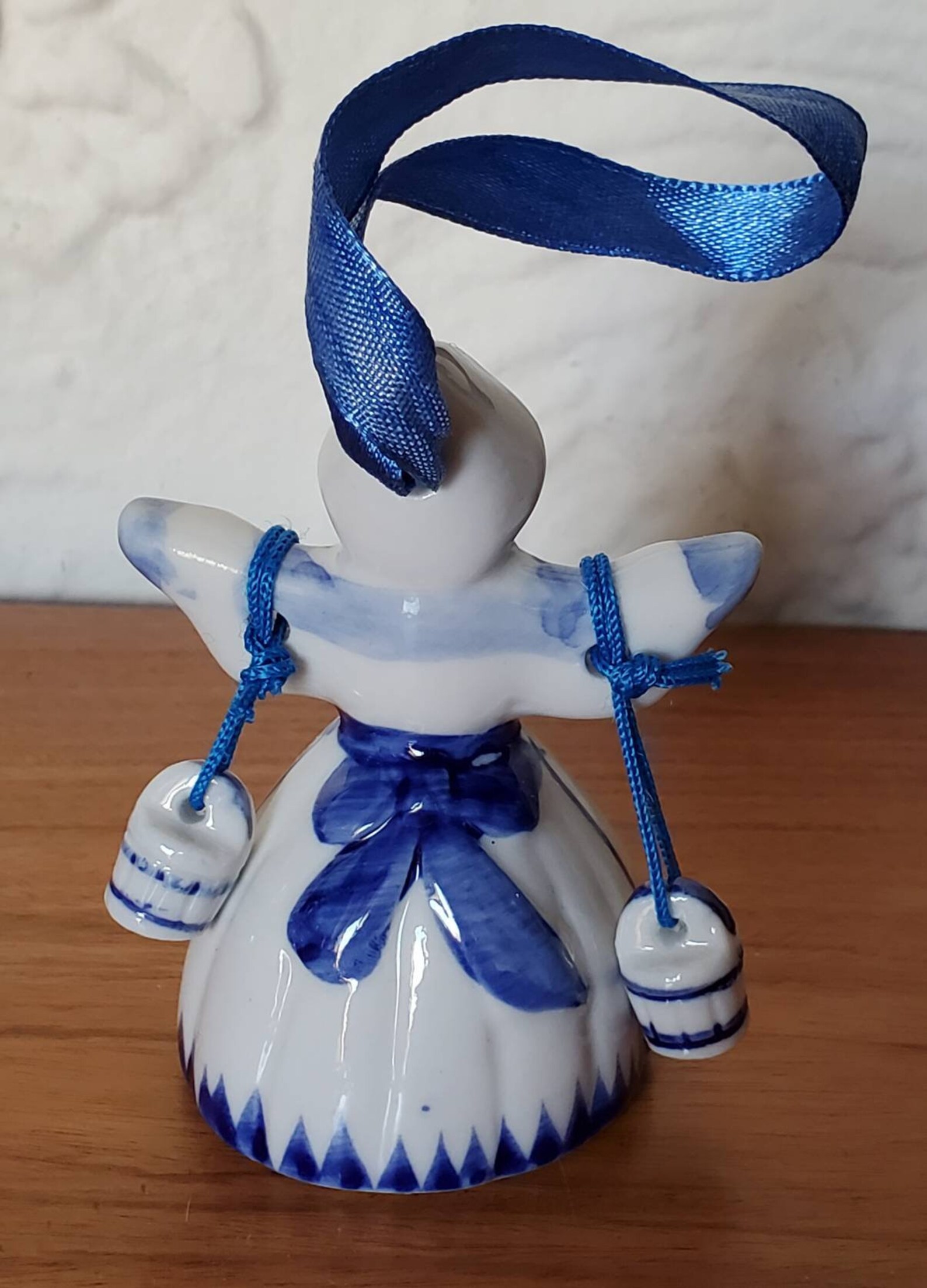 Vintage Delft Ornament Hand Painted White Blue Flower Floral Etsy