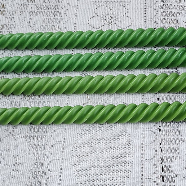 4 Vintage Sears Candle Candleshop Japan Twisted Spiral Green Wax Long Taper Table Candles Candle Sticks New