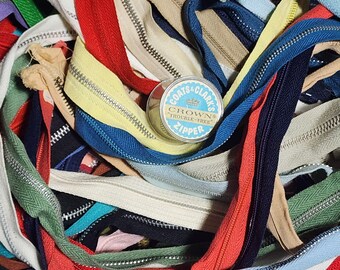 Vintage Sewing Color Neutral Zippers Bulk Lot 142 Mixed Metal Nylon Sizes 5"–34"