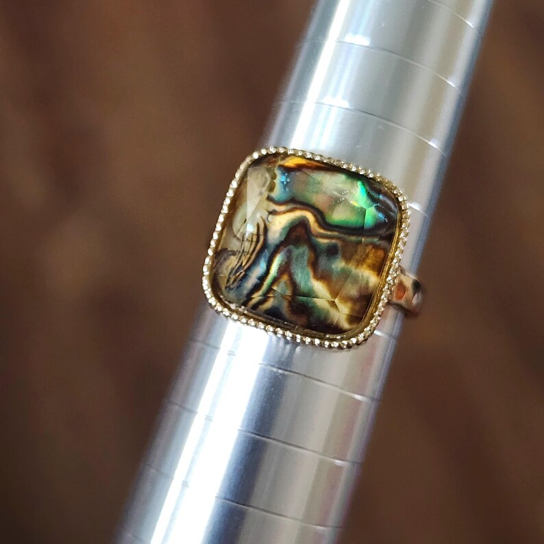 Vintage Gold Tone Acrylic Abalone Color Statement Ring Size 10 - Etsy