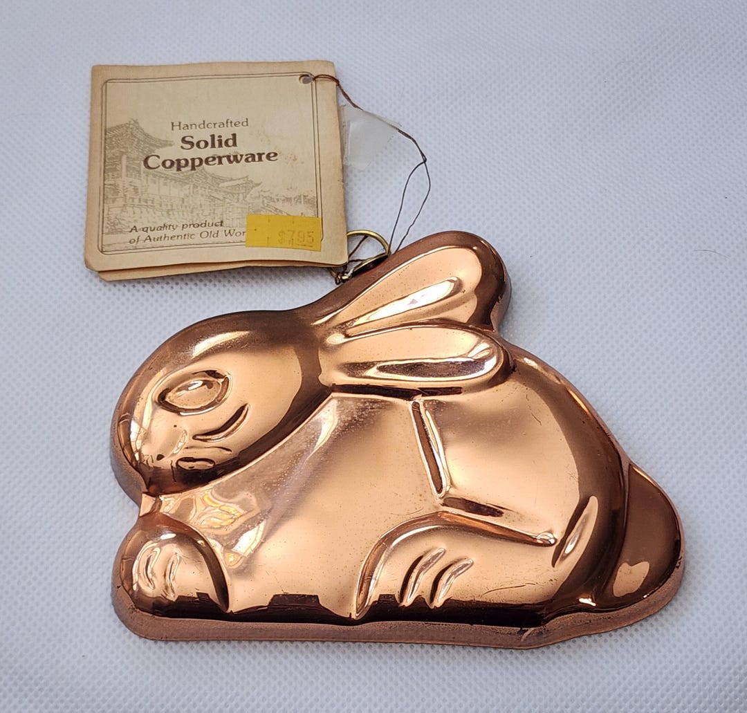 Glass Rabbit Copper Vintage Handcrafted Solid Copperware Copper Rabbit Bunny Animal Easter ...