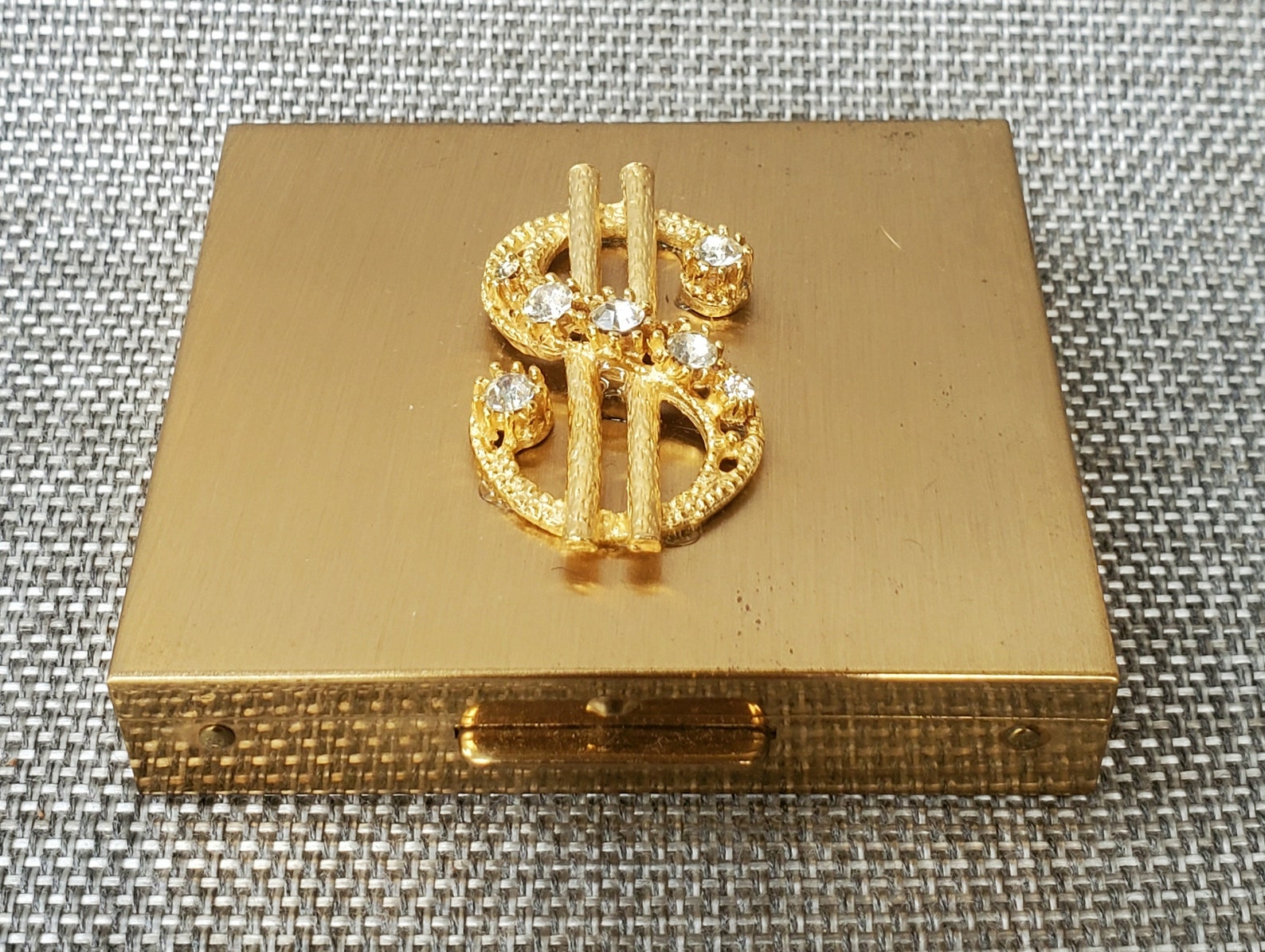 Vintage Menda Rhinestone Dollar Sign Petty Cash Vinyl Gold Etsy