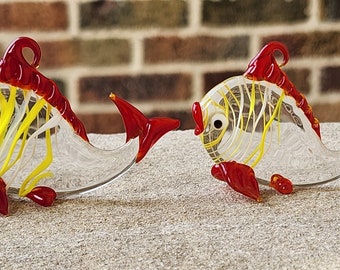 Vintage Murano Lampwork Art Glass Goldfish Figurines