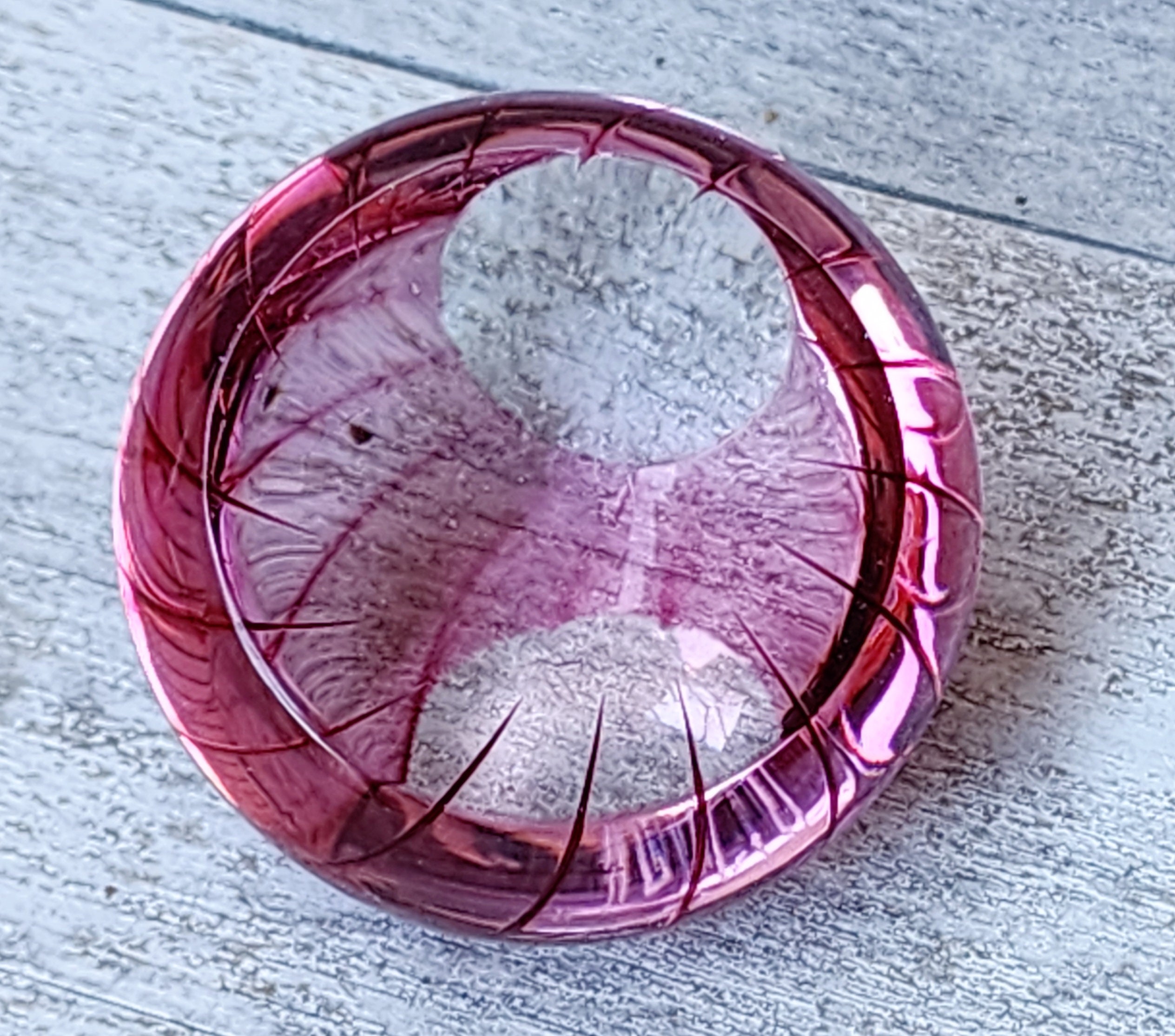Vintage Pink Swirl Orb Robinson Scott Magenta Art Glass Paperweight