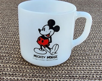 Vintage Milk Glass Mug Mickey Mouse Federal Disneyana