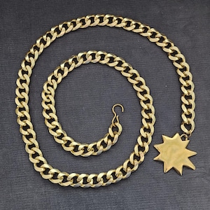 Womens Belt Star Chain Link Gold Tone Medallion