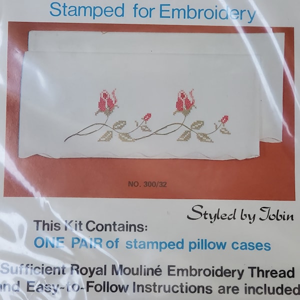 King Pillow Case Embroidery Kit Etsy