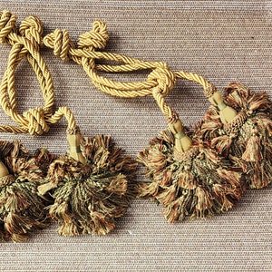 Vintage Gold Twisted Rope Curtain Tiebacks with Tassels - Pair