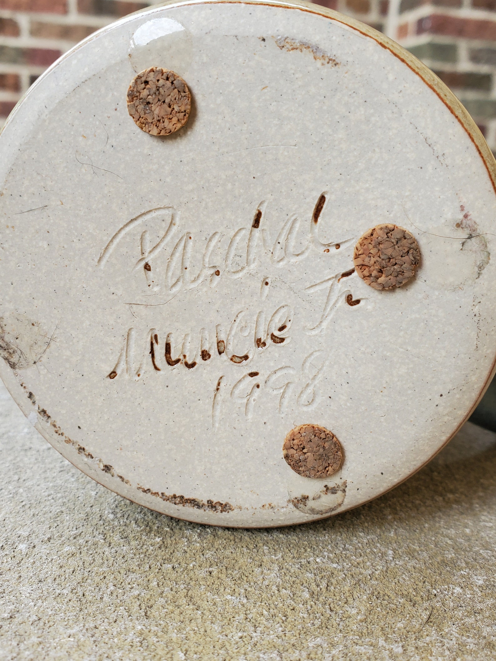 Vintage 1998 Paschal Muncie Indiana Pottery Brown Blue Stripe Etsy