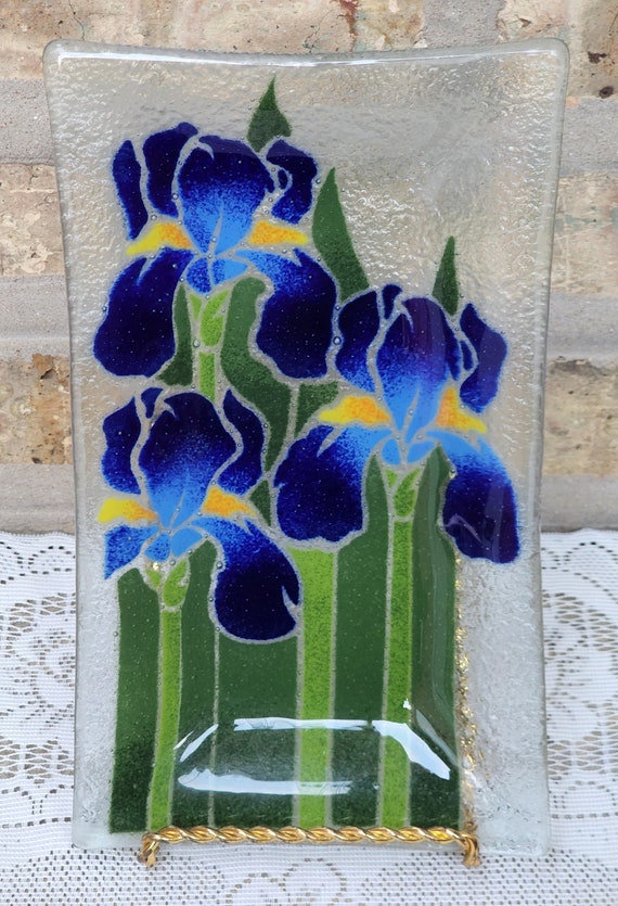 Vintage Peggy Karr P Karr Blue Indigo Iris Irises Flower Etsy