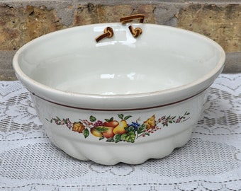 Vintage Floral Embossed Ceramic Bundt Pan - Wall Hanging Decor