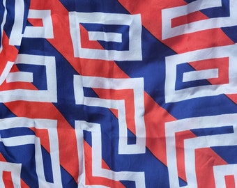 Vintage Vera Neumann Scarf Bold Geometric Op Art Navy Blue Red White