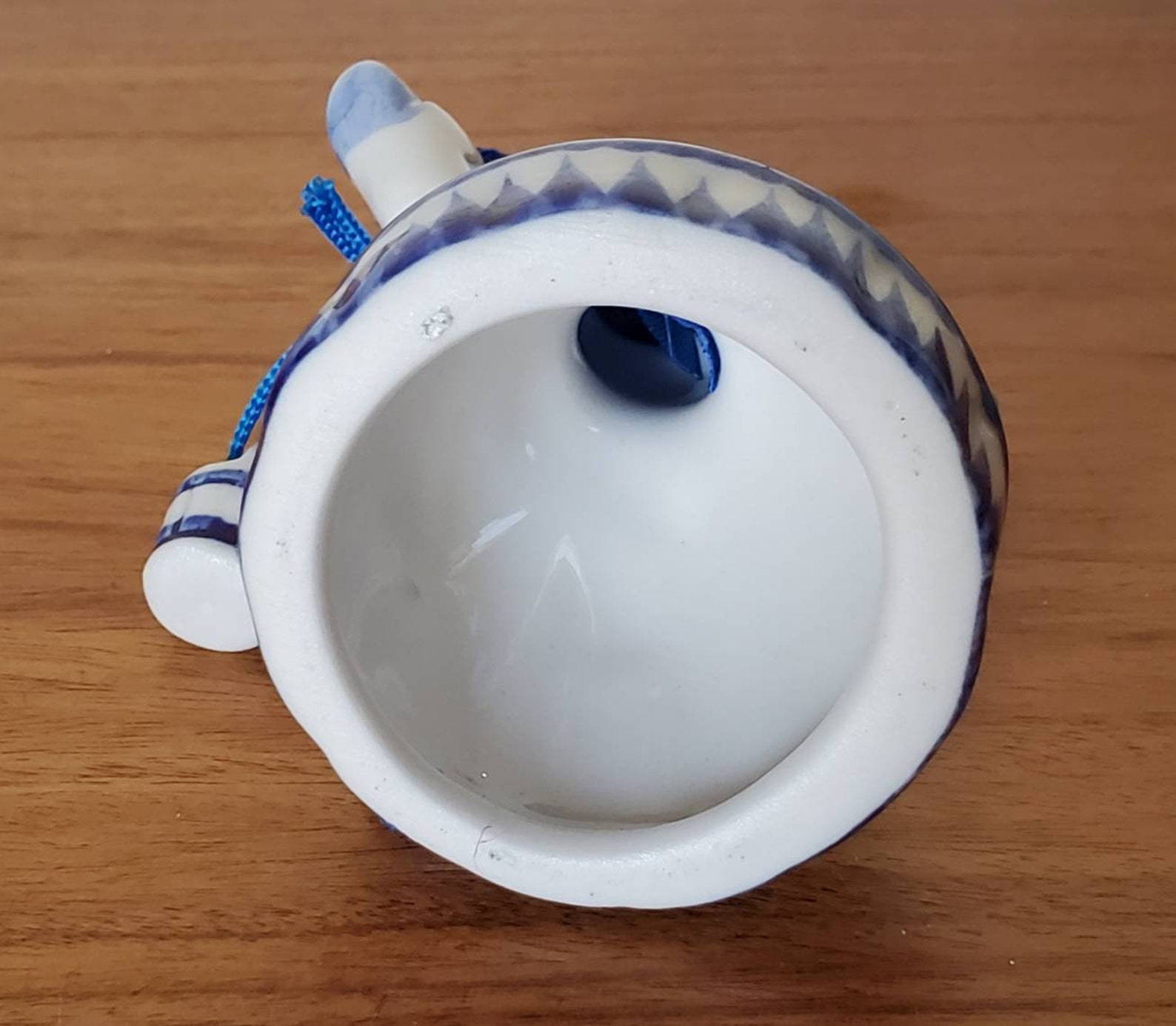 Vintage Delft Ornament Hand Painted White Blue Flower Floral Etsy