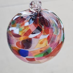 Purple White Black Swirl Speckle Blown Art Glass Sphere Gazing 3D Decorative Ball Christmas Tree Ornament