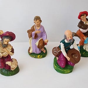 Vintage Paper Mache Nativity Figurines: Mid-Century Italy, Hand-Painted
