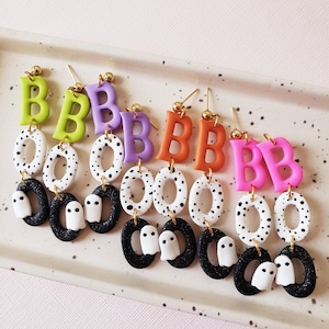 Halloween Earrings, Ghost Earrings, Fall Earrings, Boo Earrings, Handmade Polymer Clay Earrings