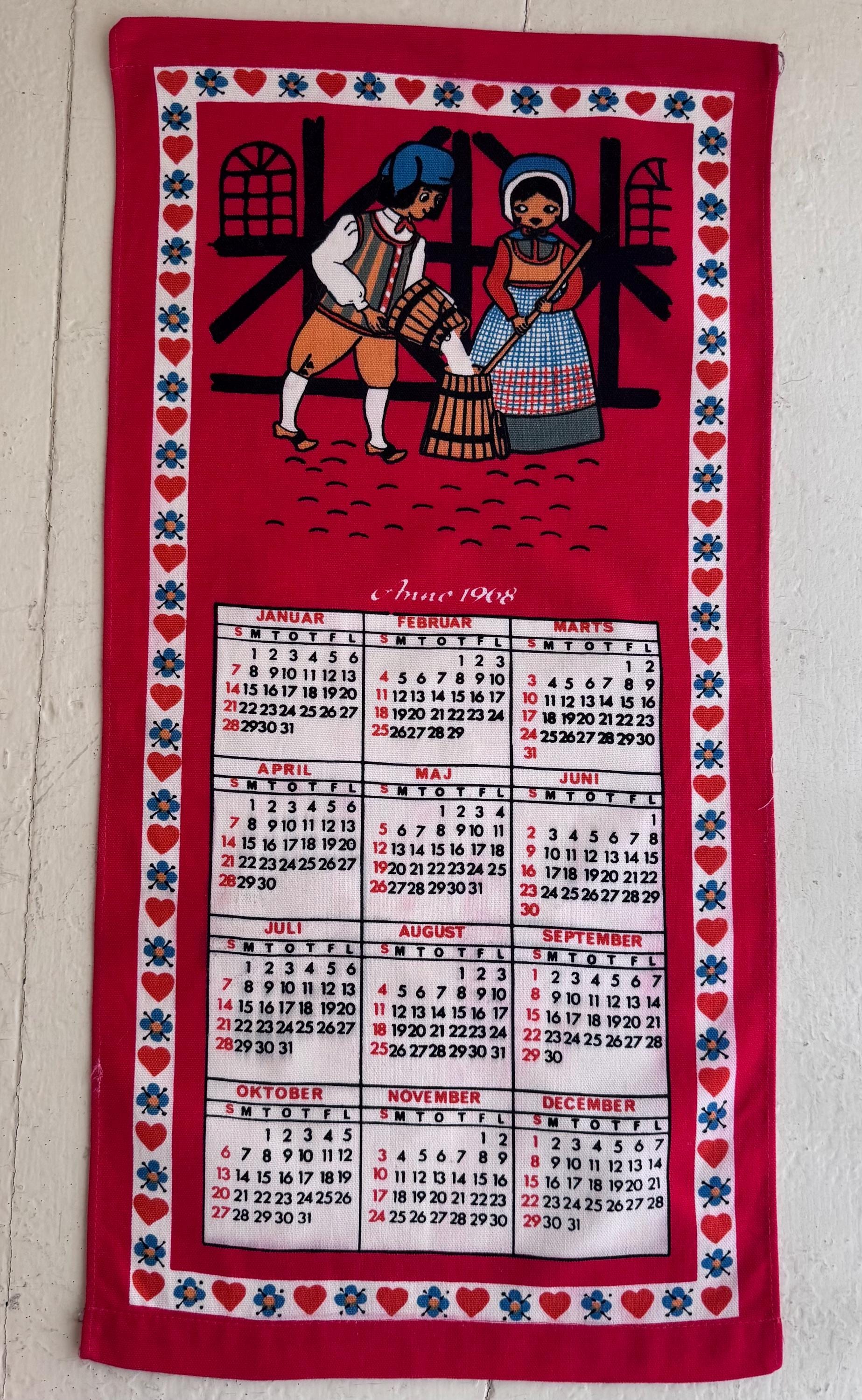 1968 Vintage Fabric Calendar - Etsy