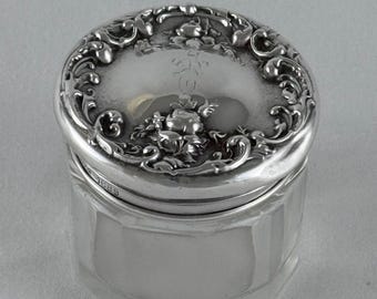 Antique Fluted Glass Dresser Vanity Jar with Sterling Silver Lid | Foster & Bailey