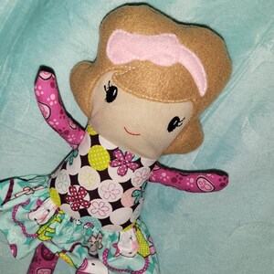 Ms. Kitty Handmade Fabric Doll, Toddler Fabric Doll, Girl First Doll, Girl Birthday Gift, Homemade Doll, Soft Doll