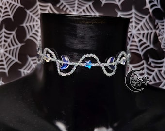 Choker met sterrenkralen - choker met kralen - gothic - gothic - grillig